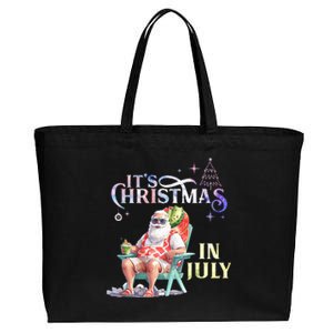 Christmas In July Santa Beach Summer Float Xmas Funny Cotton Canvas Jumbo Tote