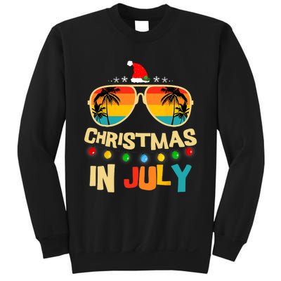 Christmas In July Santa Hat Sunglasses Summer Vacation Xmas Sweatshirt