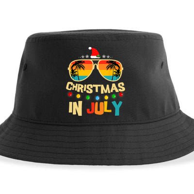 Christmas In July Santa Hat Sunglasses Summer Vacation Xmas Sustainable Bucket Hat