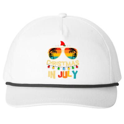 Christmas In July Santa Hat Sunglasses Summer Vacation Xmas Snapback Five-Panel Rope Hat