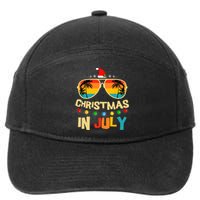 Christmas In July Santa Hat Sunglasses Summer Vacation Xmas 7-Panel Snapback Hat