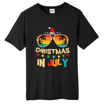 Christmas In July Santa Hat Sunglasses Summer Vacation Xmas Tall Fusion ChromaSoft Performance T-Shirt