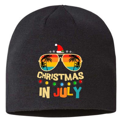 Christmas In July Santa Hat Sunglasses Summer Vacation Xmas Sustainable Beanie