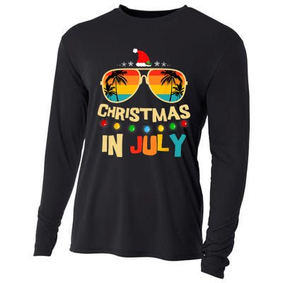 Christmas In July Santa Hat Sunglasses Summer Vacation Xmas Cooling Performance Long Sleeve Crew