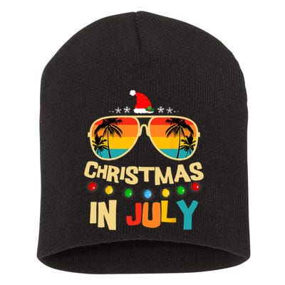 Christmas In July Santa Hat Sunglasses Summer Vacation Xmas Short Acrylic Beanie