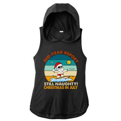 Christmas In July Still Naughty Santa Funny Ladies PosiCharge Tri-Blend Wicking Draft Hoodie Tank