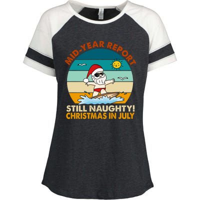 Christmas In July Still Naughty Santa Funny Enza Ladies Jersey Colorblock Tee