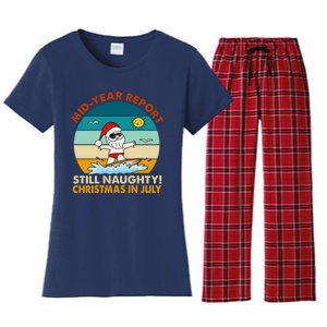 Christmas In July Still Naughty Santa Funny Women's Flannel Pajama Set