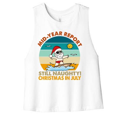 Christmas In July Still Naughty Santa Funny Women's Racerback Cropped Tank