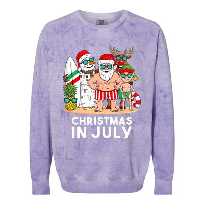 Christmas In July Santa And Friends Xmas Summer Boy Kids Colorblast Crewneck Sweatshirt