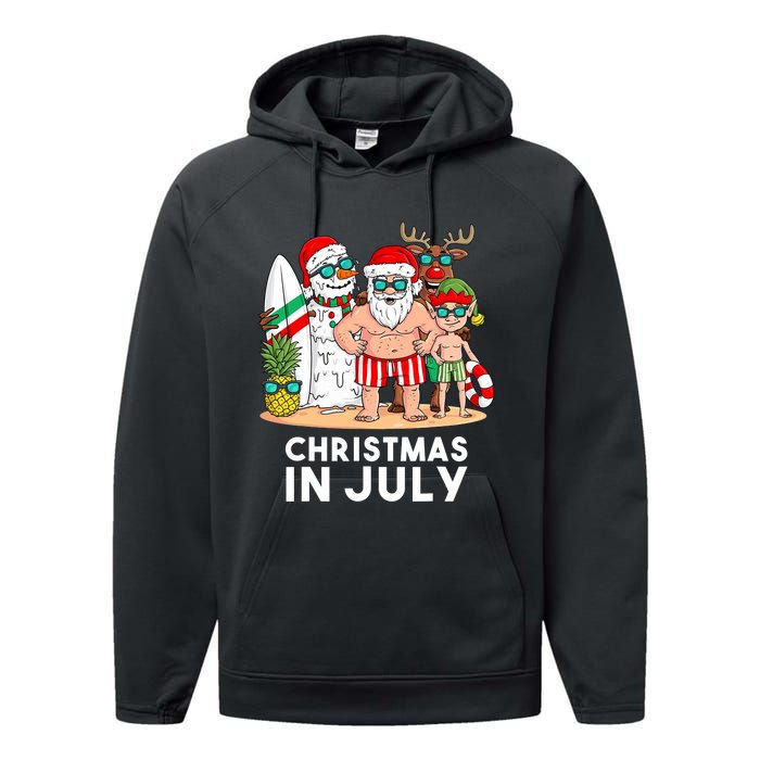 Christmas In July Santa And Friends Xmas Summer Boy Kids Performance Fleece Hoodie