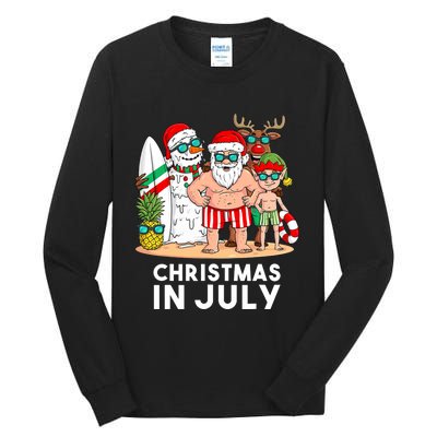 Christmas In July Santa And Friends Xmas Summer Boy Kids Tall Long Sleeve T-Shirt