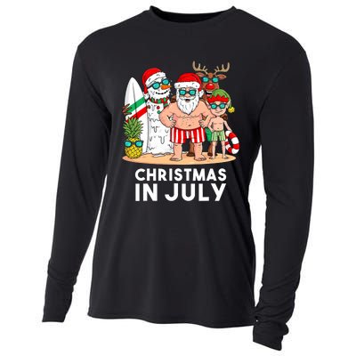 Christmas In July Santa And Friends Xmas Summer Boy Kids Cooling Performance Long Sleeve Crew