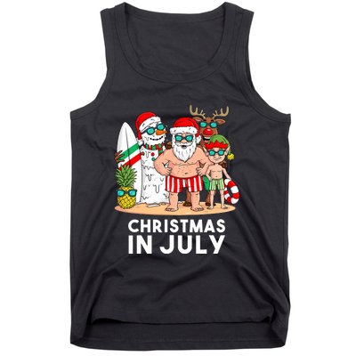 Christmas In July Santa And Friends Xmas Summer Boy Kids Tank Top