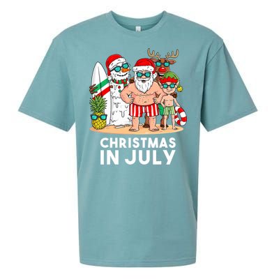 Christmas In July Santa And Friends Xmas Summer Boy Kids Sueded Cloud Jersey T-Shirt