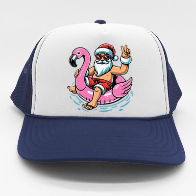 Christmas In July Santa Flamingo Summer Xmas Trucker Hat