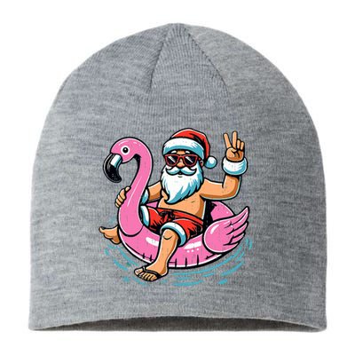 Christmas In July Santa Flamingo Summer Xmas Sustainable Beanie