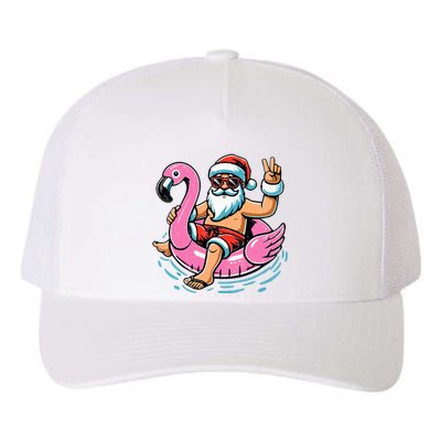 Christmas In July Santa Flamingo Summer Xmas Yupoong Adult 5-Panel Trucker Hat