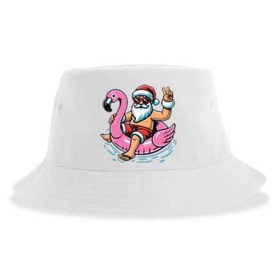 Christmas In July Santa Flamingo Summer Xmas Sustainable Bucket Hat