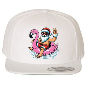 Christmas In July Santa Flamingo Summer Xmas Wool Snapback Cap