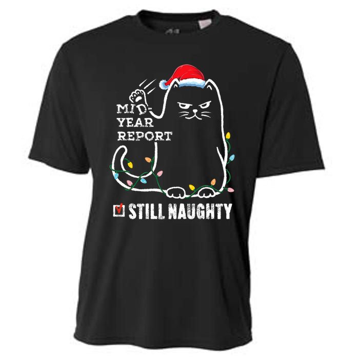 Christmas In July Mid Year Report Still Naughty Santa Cat Cooling Performance Crew T-Shirt