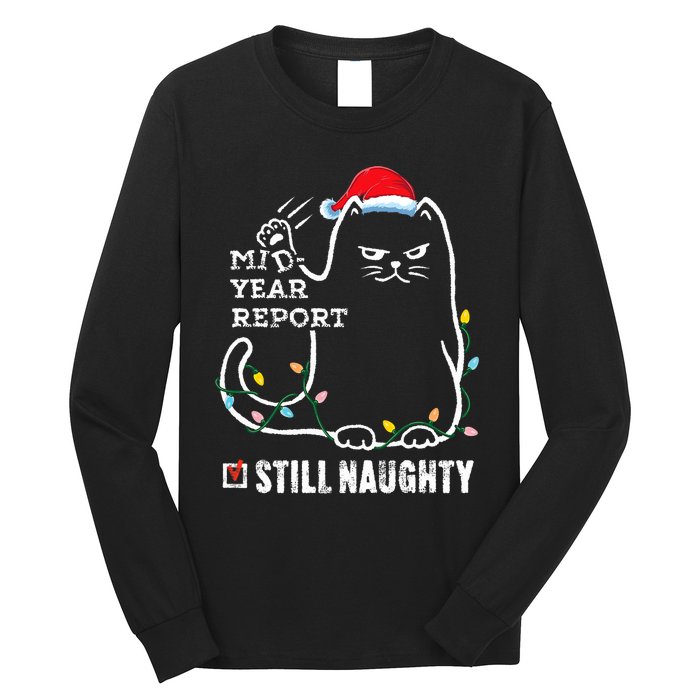 Christmas In July Mid Year Report Still Naughty Santa Cat Long Sleeve Shirt