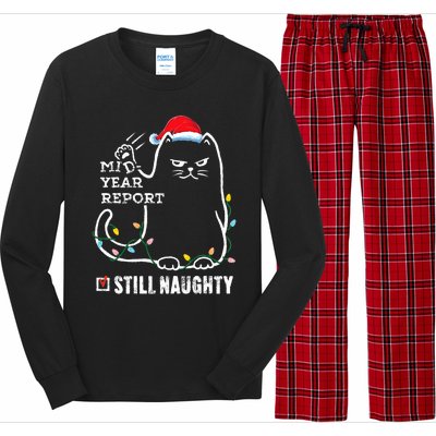 Christmas In July Mid Year Report Still Naughty Santa Cat Long Sleeve Pajama Set