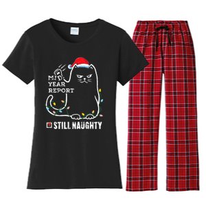 Christmas In July Mid Year Report Still Naughty Santa Cat Women's Flannel Pajama Set