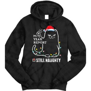 Christmas In July Mid Year Report Still Naughty Santa Cat Tie Dye Hoodie