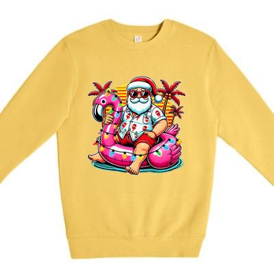 Christmas In July Santa Flamingo Float Summer Xmas Premium Crewneck Sweatshirt