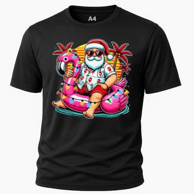 Christmas In July Santa Flamingo Float Summer Xmas Performance Shirt