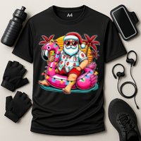 Christmas In July Santa Flamingo Float Summer Xmas Performance Shirt