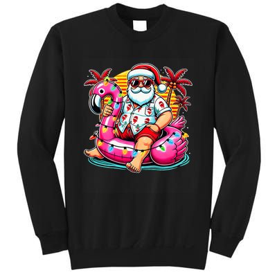 Christmas In July Santa Flamingo Float Summer Xmas Sweatshirt