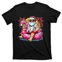 Christmas In July Santa Flamingo Float Summer Xmas T-Shirt