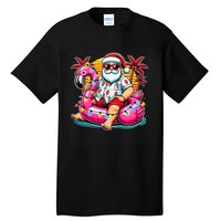 Christmas In July Santa Flamingo Float Summer Xmas Tall T-Shirt