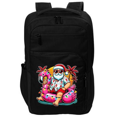Christmas In July Santa Flamingo Float Summer Xmas Impact Tech Backpack