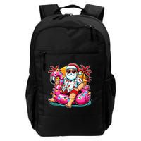 Christmas In July Santa Flamingo Float Summer Xmas Backpack