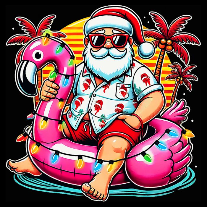 Christmas In July Santa Flamingo Float Summer Xmas Bucket Hat