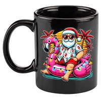 Christmas In July Santa Flamingo Float Summer Xmas 11oz C Handle Ceramic Mug