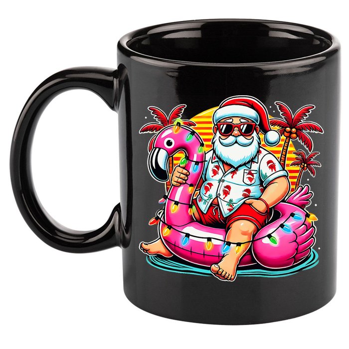 Christmas In July Santa Flamingo Float Summer Xmas 11oz C Handle Ceramic Mug