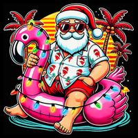 Christmas In July Santa Flamingo Float Summer Xmas 16 in Basic Backpack