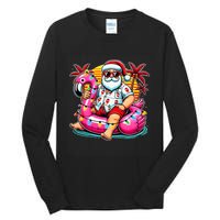 Christmas In July Santa Flamingo Float Summer Xmas Tall Long Sleeve T-Shirt