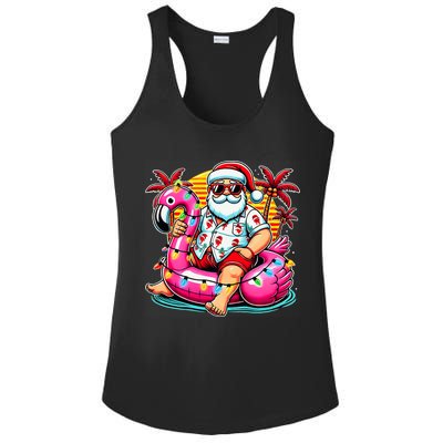 Christmas In July Santa Flamingo Float Summer Xmas Ladies PosiCharge Competitor Racerback Tank