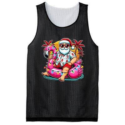 Christmas In July Santa Flamingo Float Summer Xmas Mesh Reversible Basketball Jersey Tank