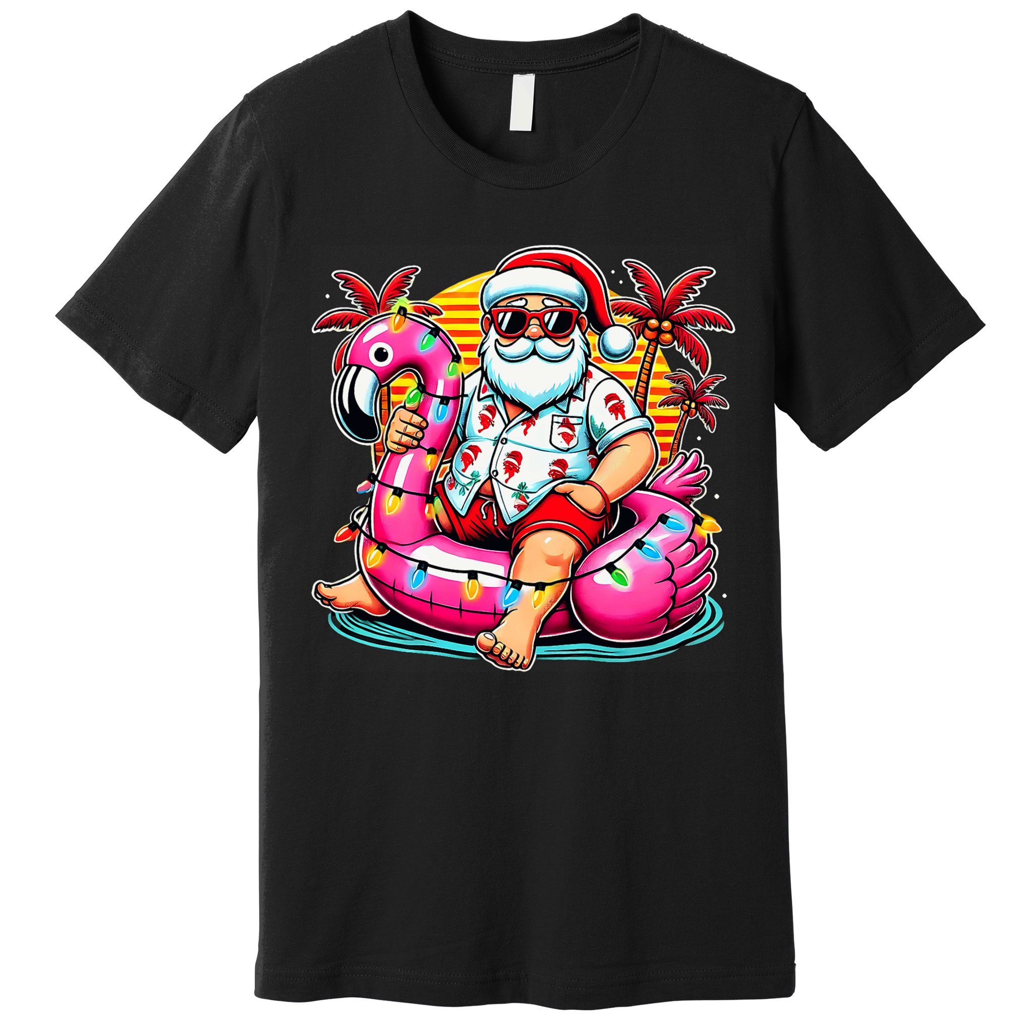 Christmas In July Santa Flamingo Float Summer Xmas Premium T-Shirt