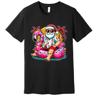 Christmas In July Santa Flamingo Float Summer Xmas Premium T-Shirt