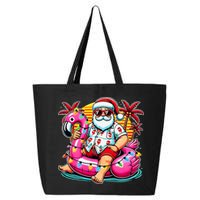 Christmas In July Santa Flamingo Float Summer Xmas 25L Jumbo Tote