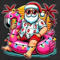 Christmas In July Santa Flamingo Float Summer Xmas 25L Jumbo Tote