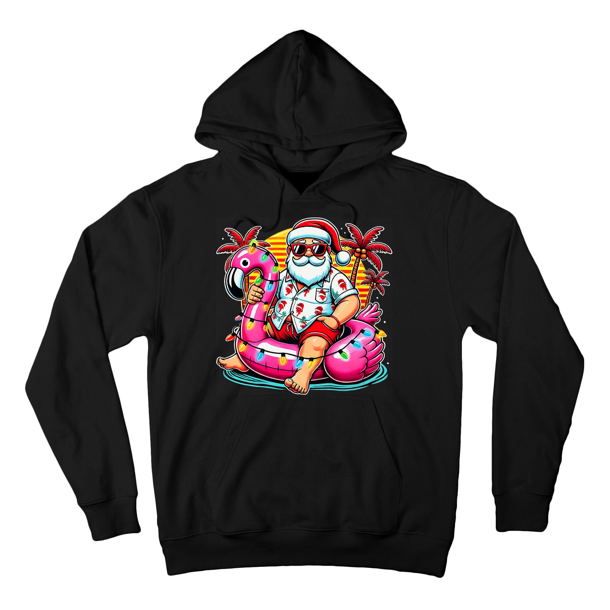 Christmas In July Santa Flamingo Float Summer Xmas Tall Hoodie