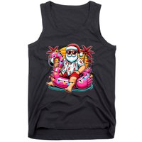 Christmas In July Santa Flamingo Float Summer Xmas Tank Top